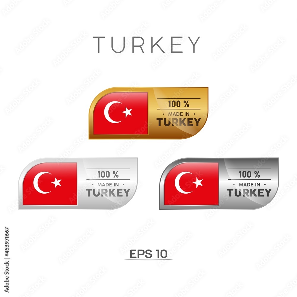 Made in Turkey Label, Stamp, Badge, or Logo. With The National Flag of ...