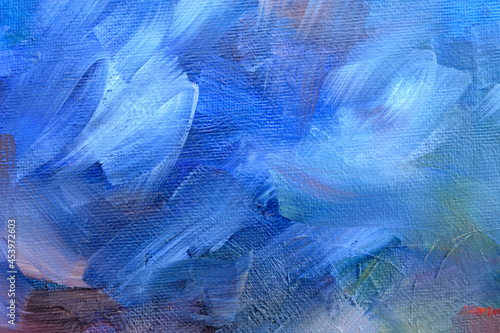 Host brush strokes of bright blue and blue color  abstraction  chaos