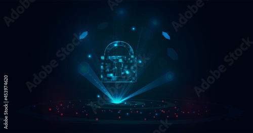 Internet data security concept, padlock background image showing protection of online data.