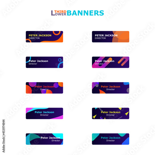 A collection of lower third banners design in gradient and fluid style.