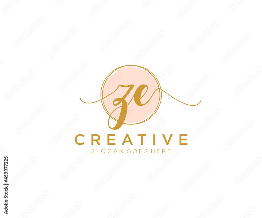 initial ZE Feminine logo beauty monogram and elegant logo design ...