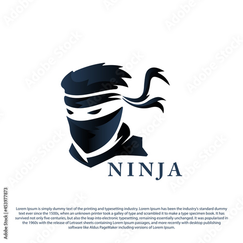 masked shadow ninja logo template vector on white background
