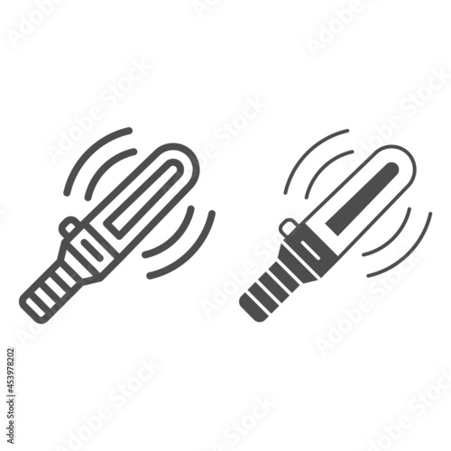 Manual security metal detector line and solid icon, security check concept, body scanner vector sign on white background, outline style icon for mobile concept and web design. Vector graphics.