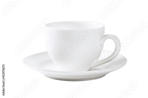 white cup of coffee isolated on white