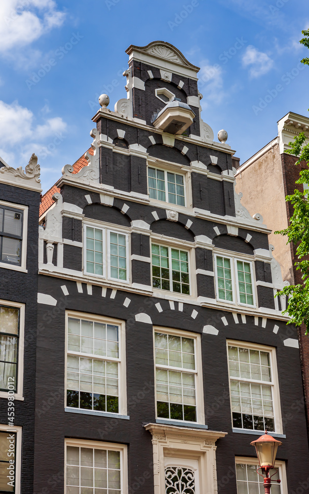 Old houses on one of the canals of Amsterdam, Netherlands