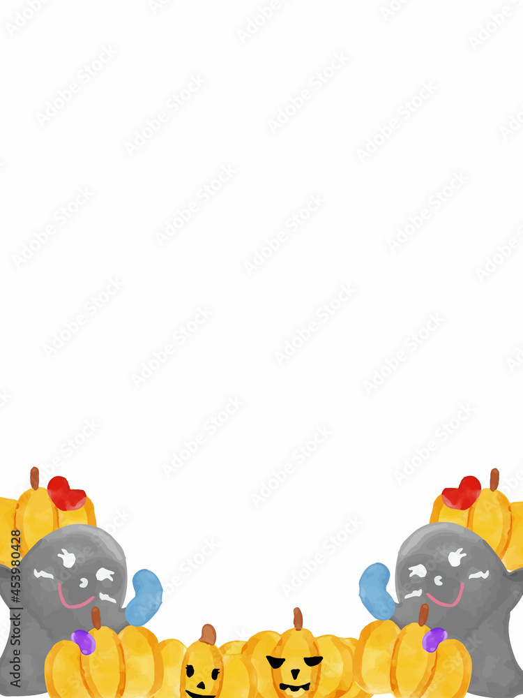 Fototapeta premium ハロウィンおばけとかぼちゃのハガキ素材 