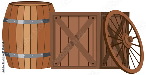 Wooden barrel  wooden crate box