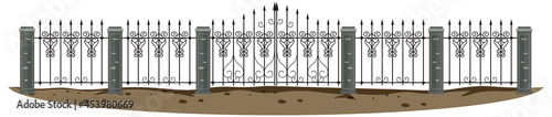 Gothic metal gate on white background
