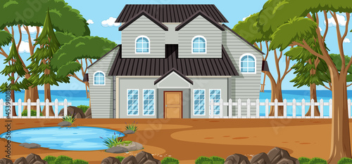 Scene with a big house at daytime