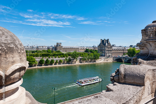aerial view of Seine river from rooftop of Musee d'Orsay, Paris, France photo