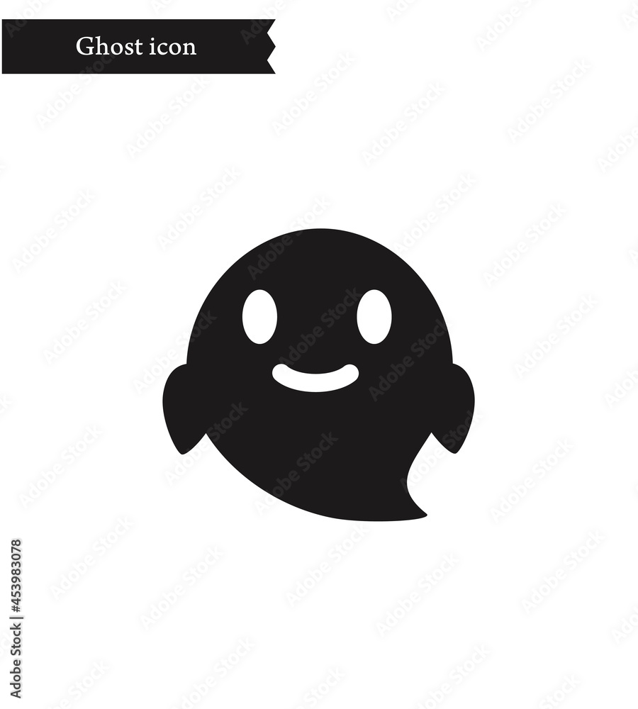 Monotone cute simple smiling ghost icon Monotone cute simple smiling ghost icon