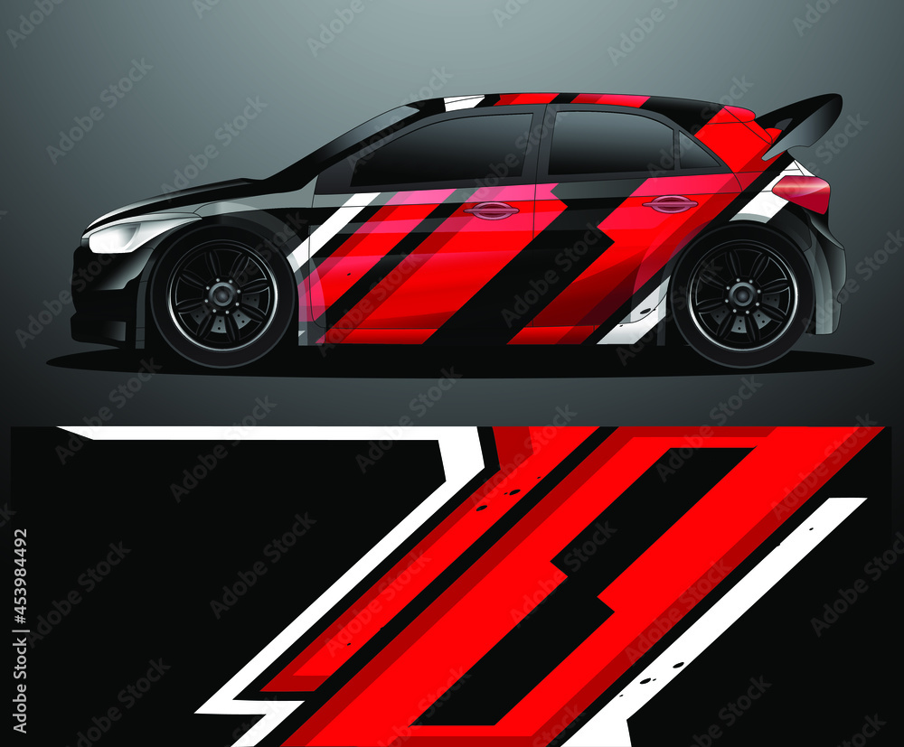 Rally car decal graphic wrap vector, abstract background