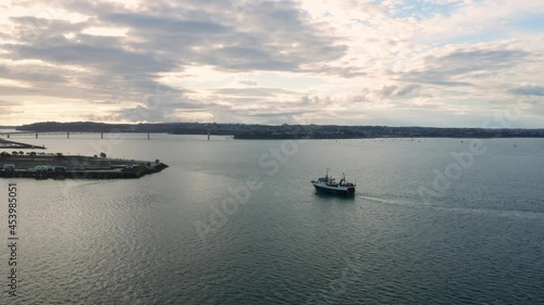 Wallpaper Mural Aerial: Fishing boat in the waitemata harbour, Auckland, New Zealand Torontodigital.ca