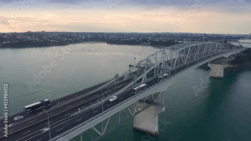 Wallpaper Mural Aerial: Auckland harbour bridge rush hour traffic during Covid 19 Delta variant, August 2021, New Zealand Torontodigital.ca