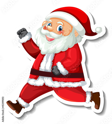 Sticker template with Santa Claus cartoon character isolated