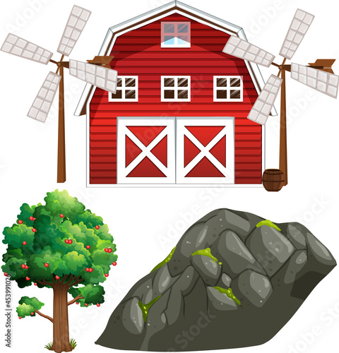 Farm element set isolated on white background