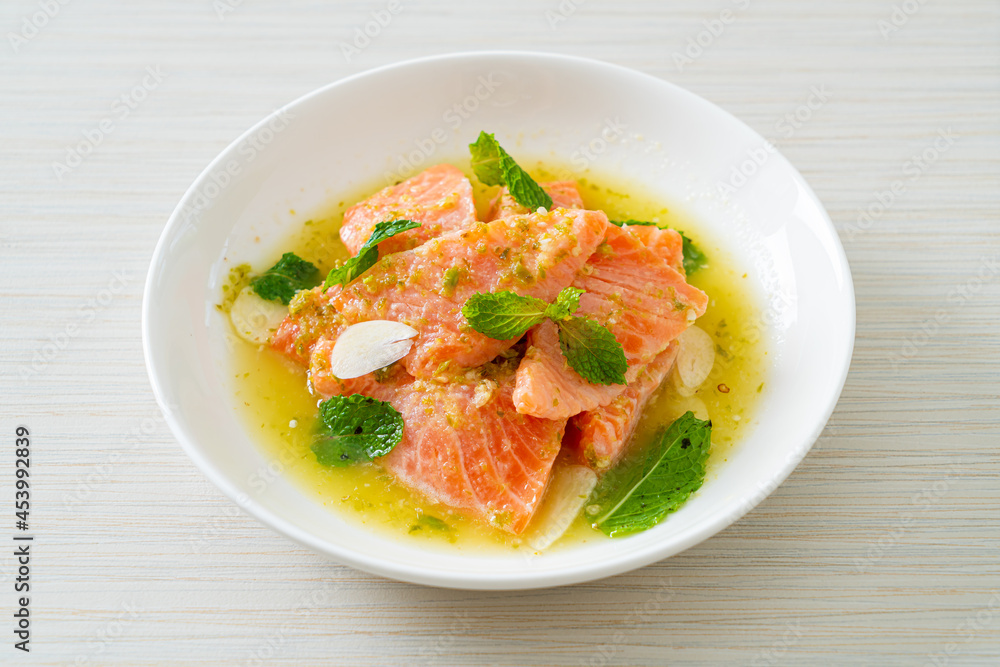 fresh salmon raw spicy seafood salad fresh salmon raw spicy seafood salad