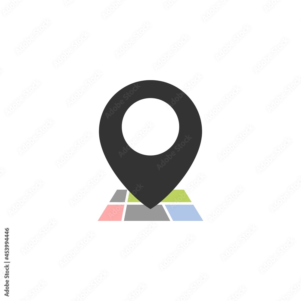 an illustration of a location icon with a map in the bottom. vector symbol. an illustration of a location icon with a map in the bottom. vector symbol.