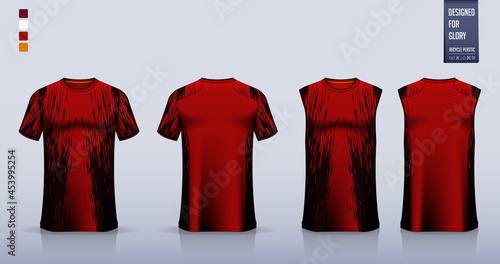 T-shirt mockup or sport shirt template design for soccer jersey or football kit. Tank top for basketball jersey or running singlet. Fabric pattern for sport uniform in front view back view. Vector