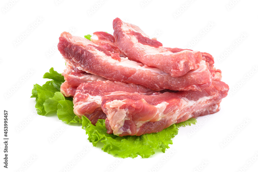 Fresh meat ribs isolated on a white background