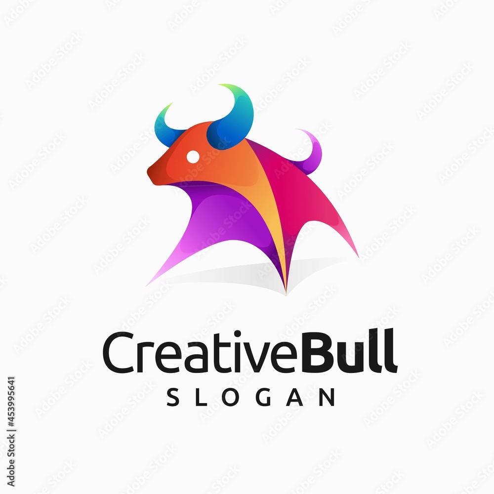 creative bull logo with gradient color concept creative bull logo with gradient color concept