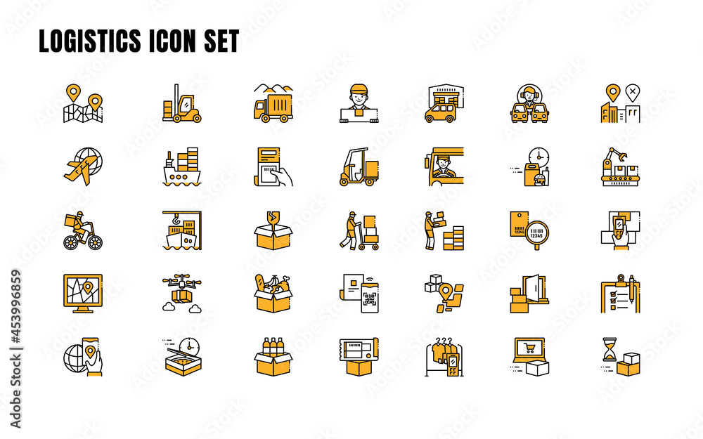 logistics color icon set	 - obrazy, fototapety, plakaty 