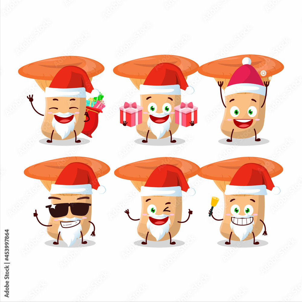 Santa Claus emoticons with safron milkcap cartoon character Santa Claus emoticons with safron milkcap cartoon character