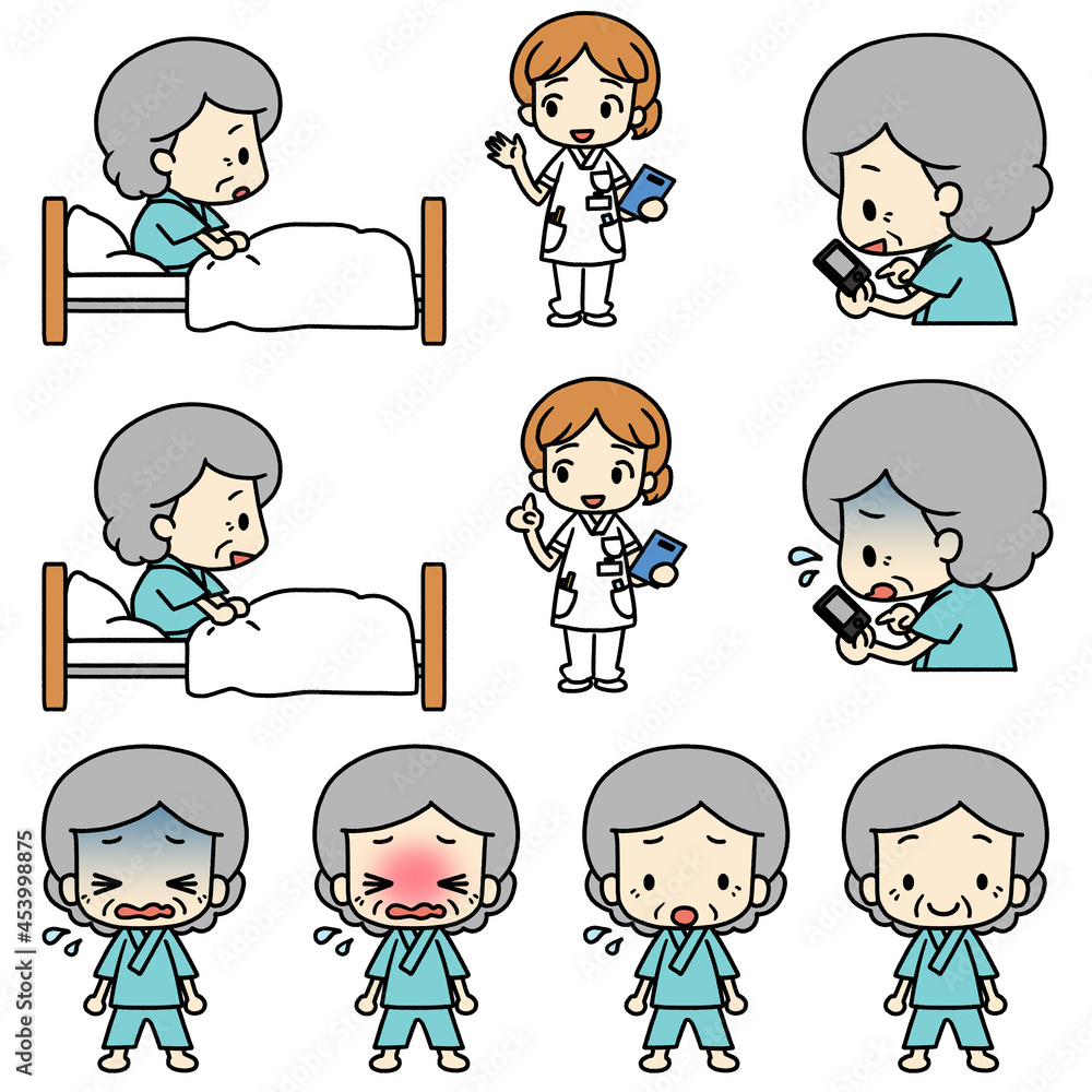 Illustrations of various patients (elderly) Illustrations of various patients (elderly)