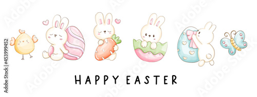 Happy Easter Banner, Vector illustration. 