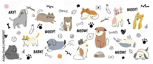 Photographie Cute dogs doodle vector set