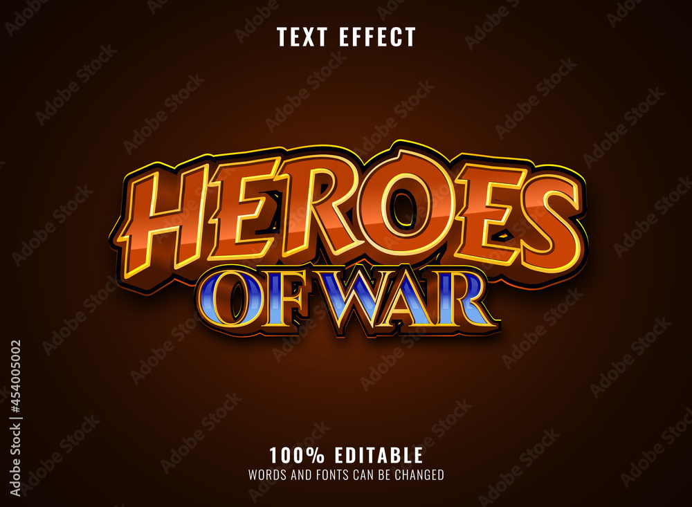 fantasy golden diamond heroes of war editable game logo title text effect