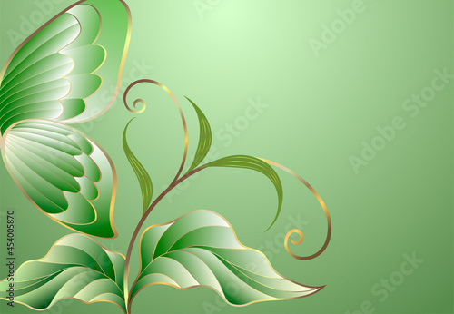 Abstract vegetable pattern on a light green background.