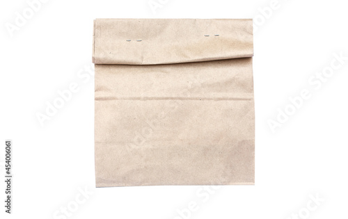 Recycle paper bag on white background.
