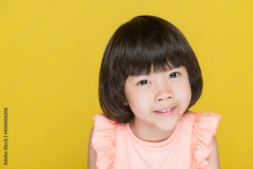 happy kid on yellow background, portrait asian child, little girl
happy kid on yellow background, portrait asian child, little girl