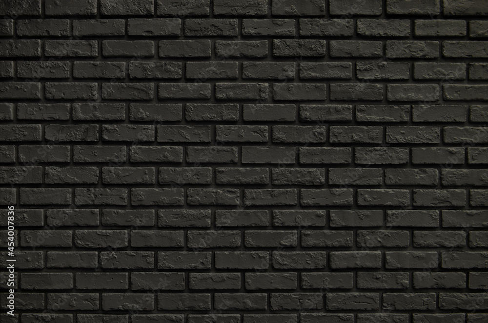 Black old brick wall texture background. Retro brick wall backdrop.