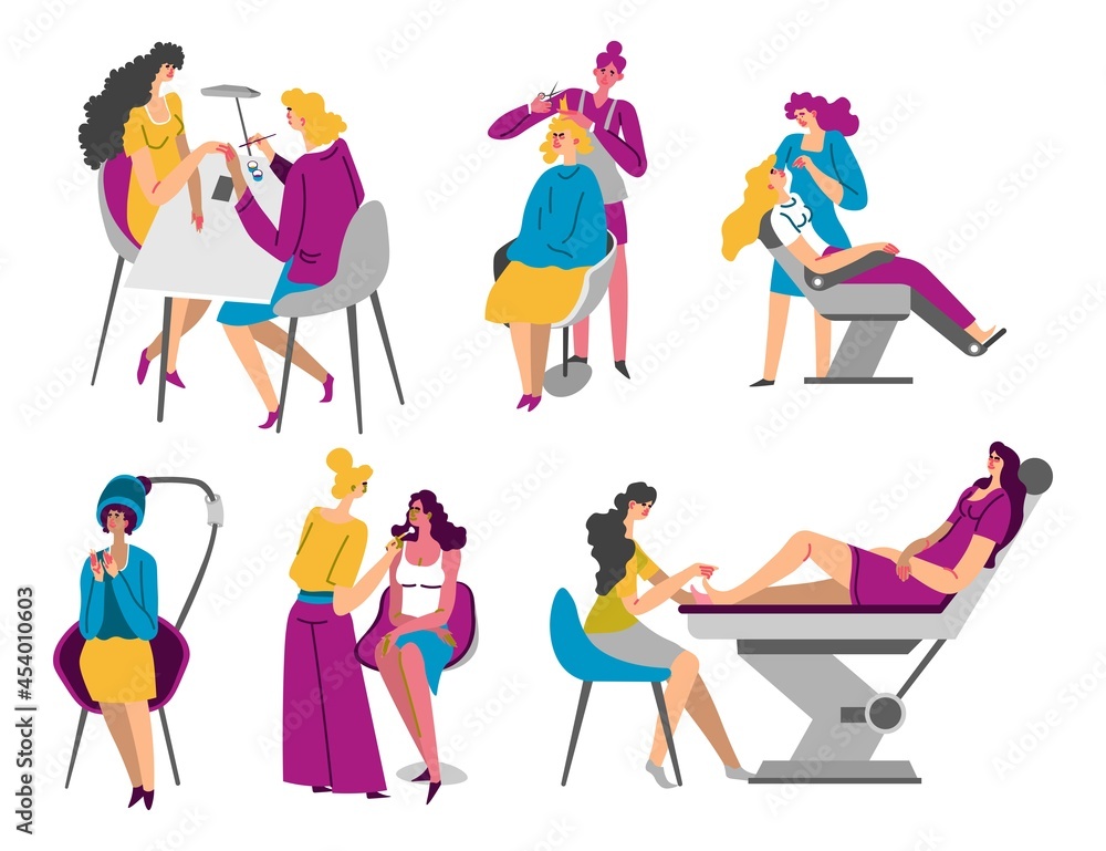 Beauty salon and spa procedures for women vector Beauty salon and spa procedures for women vector