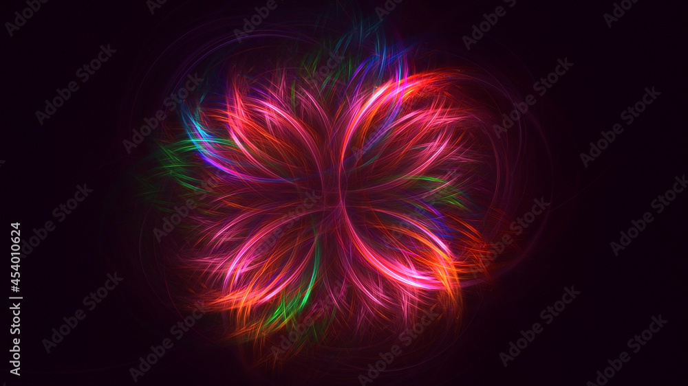 3D rendering abstract multicolor fractal light background