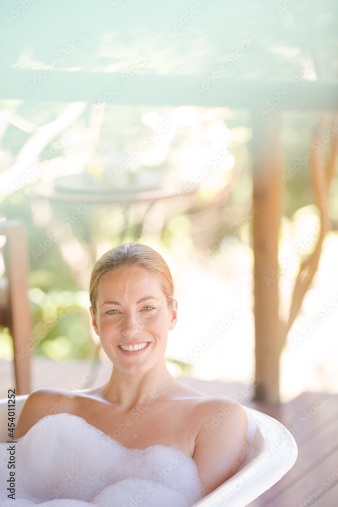 Woman relaxing in bubble bath Woman relaxing in bubble bath