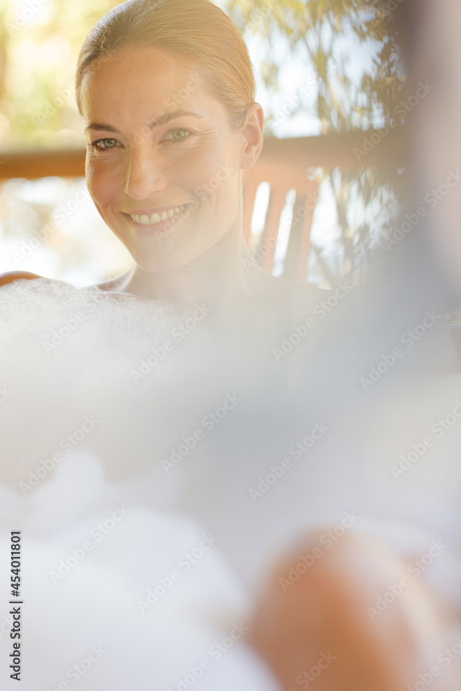 Woman relaxing in bubble bath Woman relaxing in bubble bath