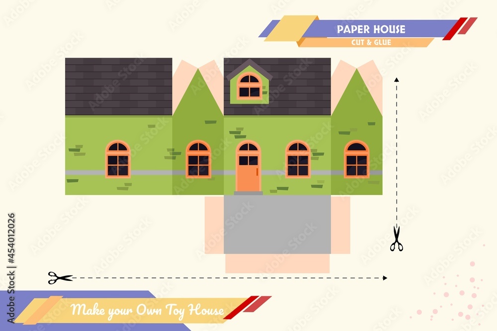 Make your own toy house paper craft vector assembly model suitable for