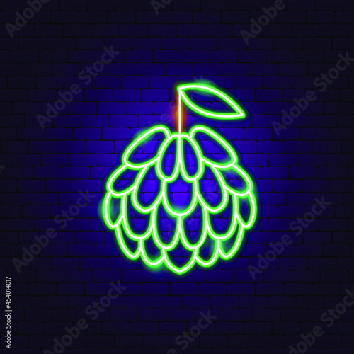 Cherimoya Neon Sign. Vector Illustration of Fruit Promotion.