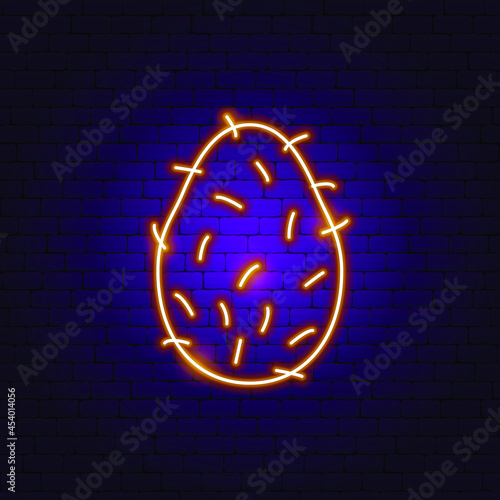 Coconut Neon Sign. Vector Illustration of Fruit Promotion.
