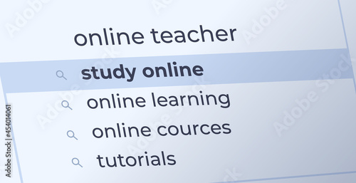 online teacher in search bar on virtual screen internet networking concept horizontal