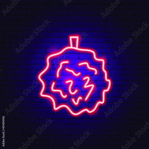 Litchi Neon Sign. Vector Illustration of Fruit Promotion.
