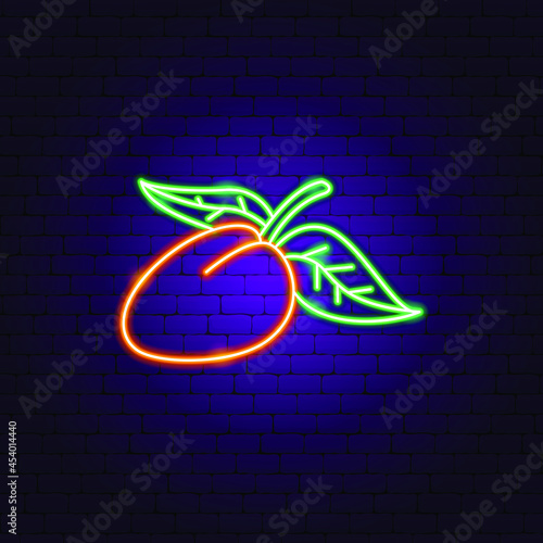 Mango Neon Sign. Vector Illustration of Fruit Promotion.
