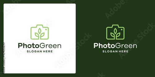 camera logo inspiration and garden logo. premium vector