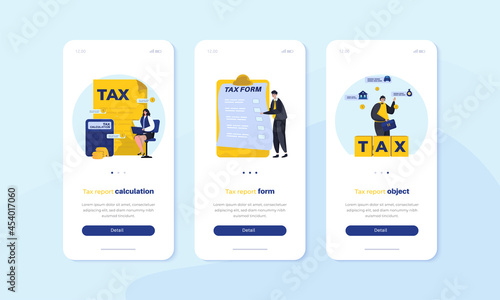 Annual tax report illustration set on mobile user interface concept