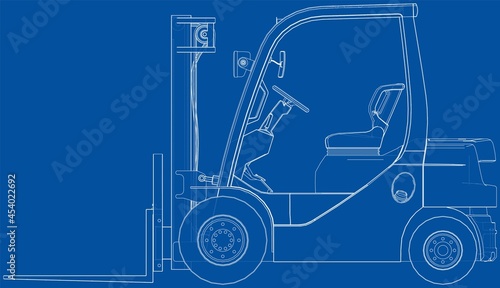 Forklift. Orthography Vector