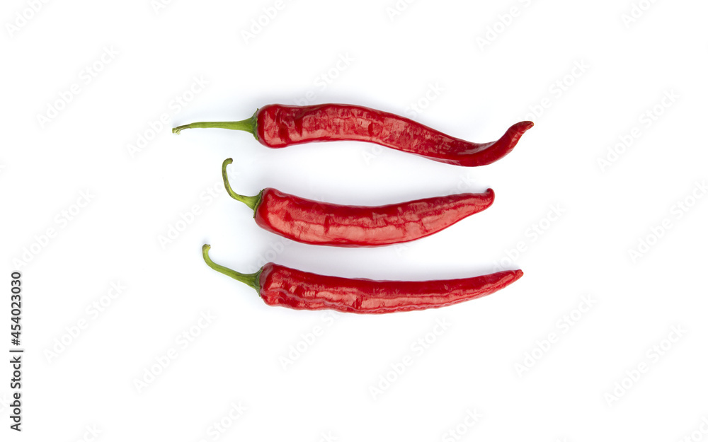 Red chili pepper on white background.