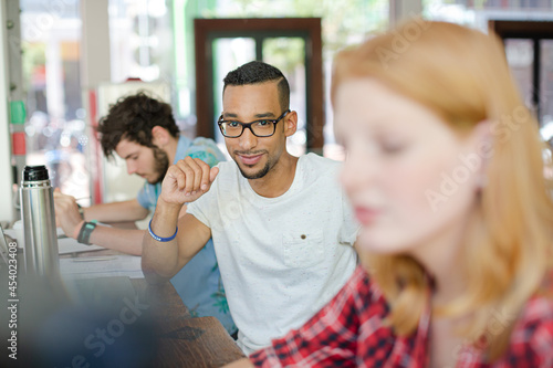 Man working in cafe